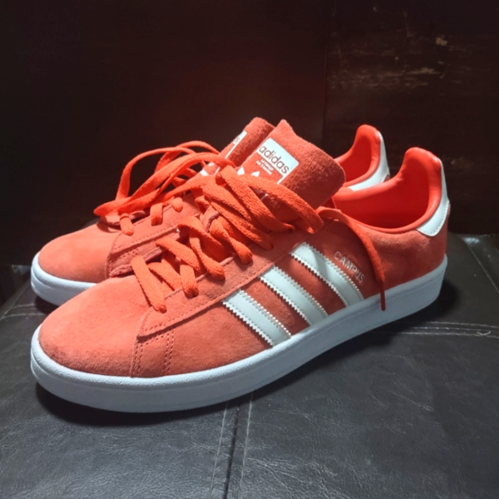 Adidas Campus Coral and White Athletic Shoes